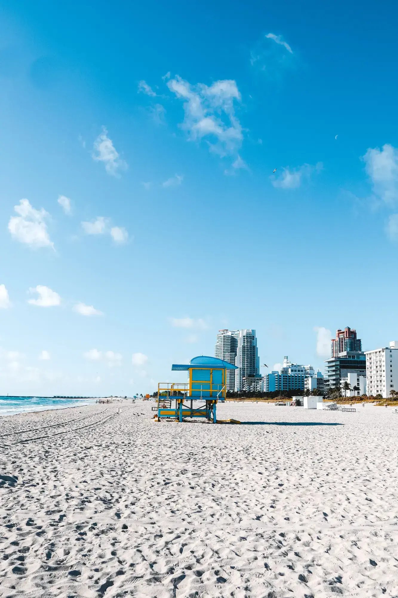 South_Pointe_Beach_Hut_View_With_Buildings_Behind