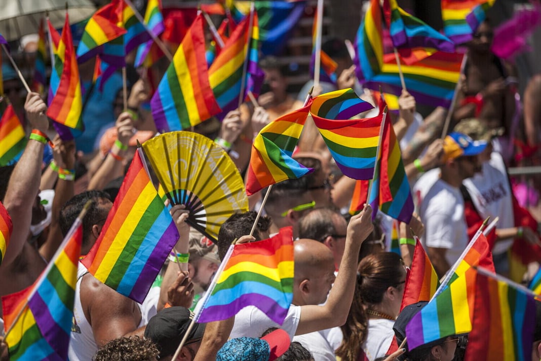 Colorful Pride celebration at a boutique hotel with balcony in Miami South Beach