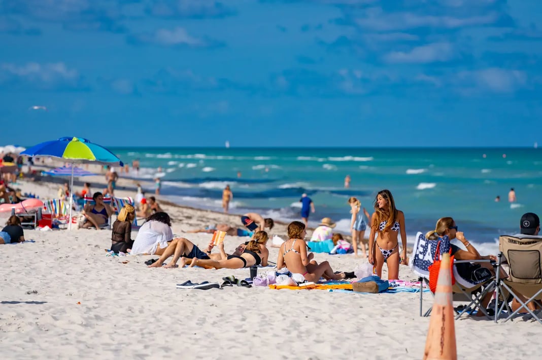 People sunbathing at the miami beach