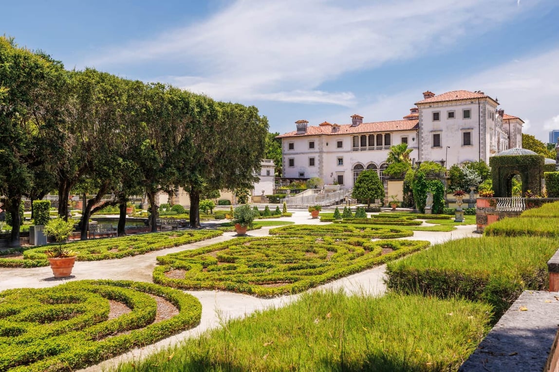 A picture of the vibrant Vizcaya Museum's garden in Miami.